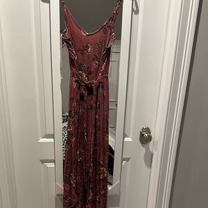 Floral Embroidered Jumpsuit in Mauve